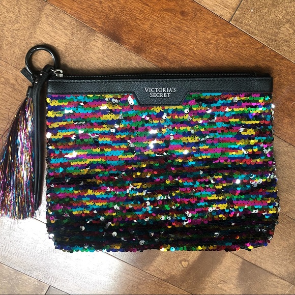 Victoria’s Secret Makeup/Travel Bag - Multicoloured Sequins & Tassel - Picture 1 of 5